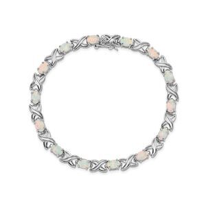 Lab Created Opal XO Bracelet in Sterling Silver (8.50 Inches)